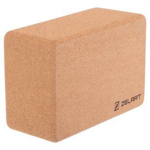 Блок для йоги пробковий Zelart FI-7850-4 світло-коричневий FI-7850-4 фото