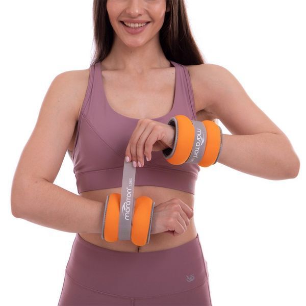 Утяжелители-манжеты для рук и ног MARATON FI-2858-2 2x1кг оранжевый-серый FI-2858-2 фото