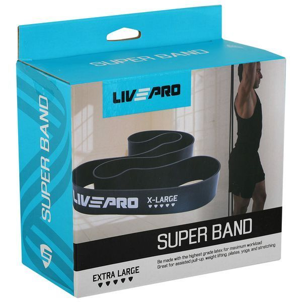 Гума петля для підтягування та тренувань стрічка силова LiveUp SUPER BAND LP8410-XL 39-77кг чорний LP8410-XL фото