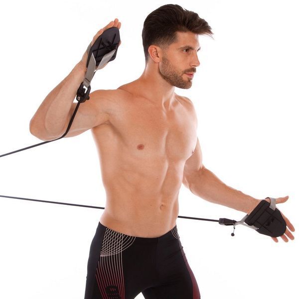Тренажер для плавания с лопатками для тренировки гребка MadWave TRAINER DRY M077103200W сопротивление 2,2-6,3кг черный-желтый M077103200W фото