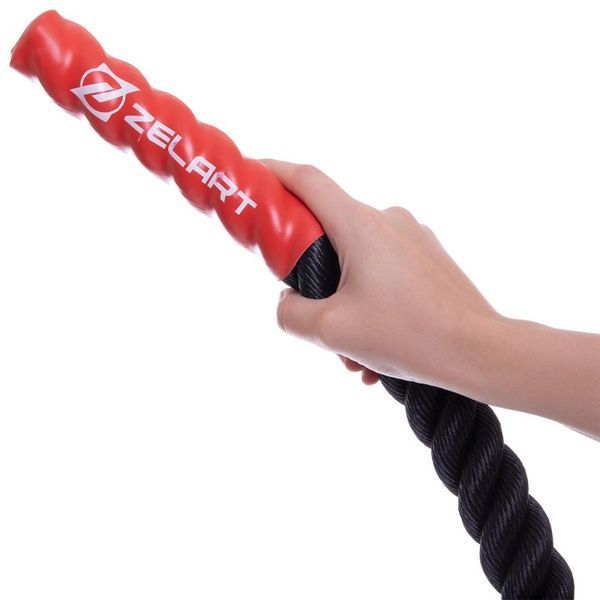 Канат для кросфіту Combat Battle Rope Zelart FI-2597-12 12м чорний FI-2597-12 фото