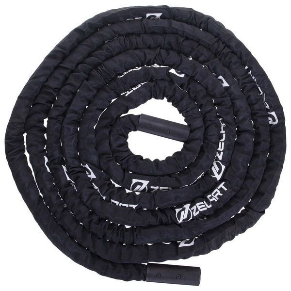 Канат для кросфіту в захисному рукаві Combat Battle Rope Zelart FI-2631-12 12м чорній FI-2631-12 фото